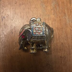 Vintage Elephant Keychain Decorative Ornate From Bangkok Thailand Pendant
